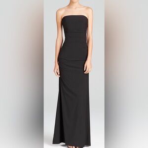 Nicole Miller Collection Black 12 Silk Strapless Gown Ruched Formal NWT $420